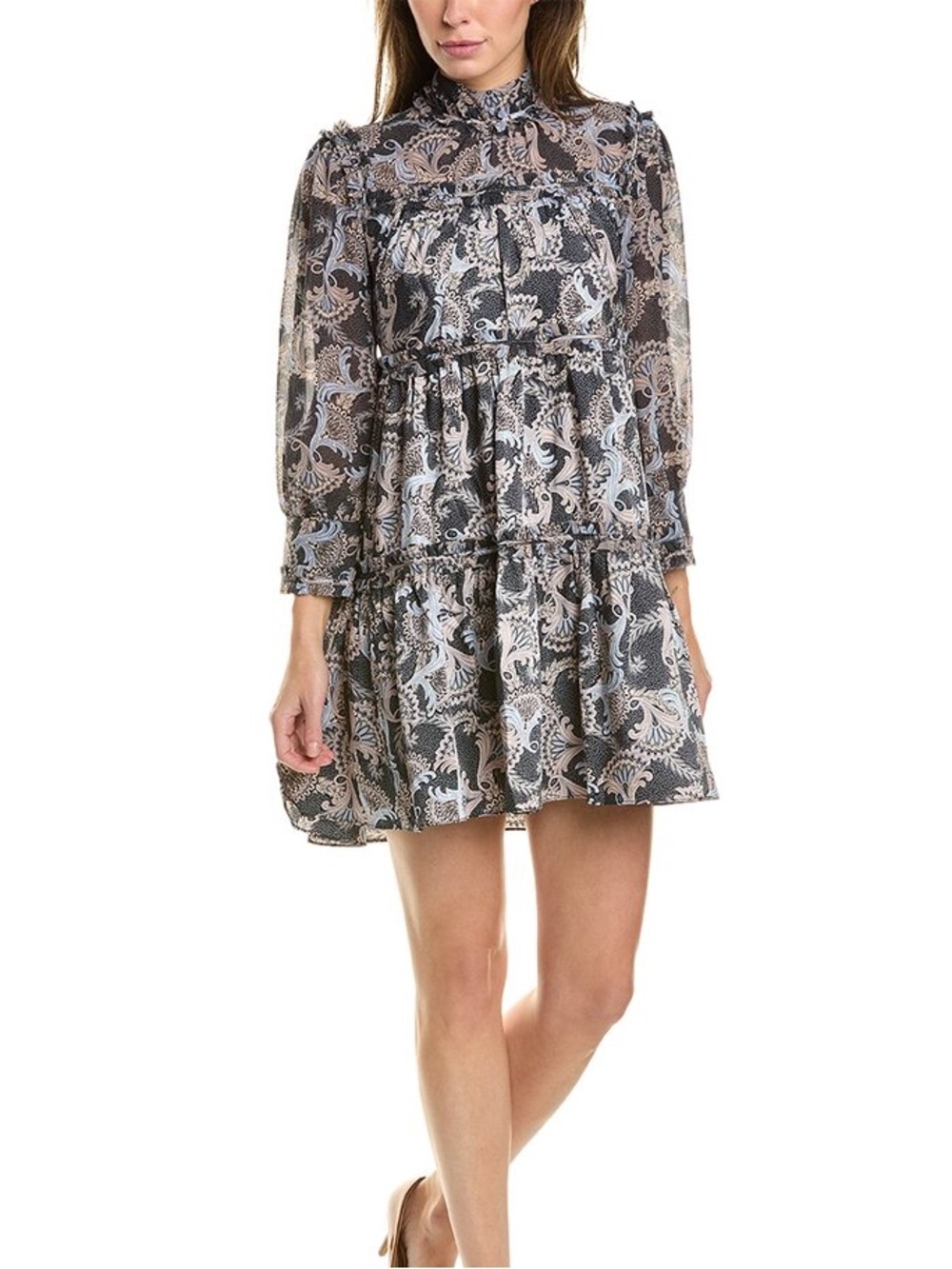 Cinq a Sept Brady mini  dress paisley in black multi size 2